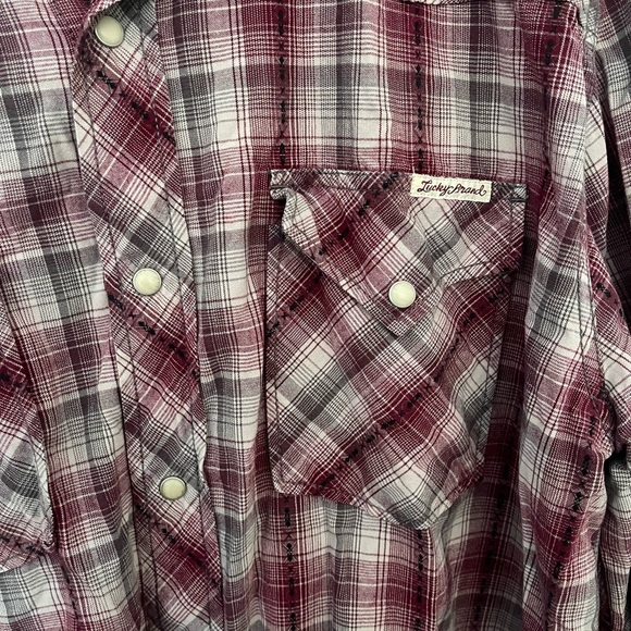 Lucky Brand Distinctive Western Men’s Check Guaranteed Fit Pearl Snap Shirt - Picture 2 of 4